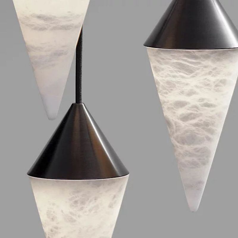 Modern Alabaster Cone Cluster Pendant